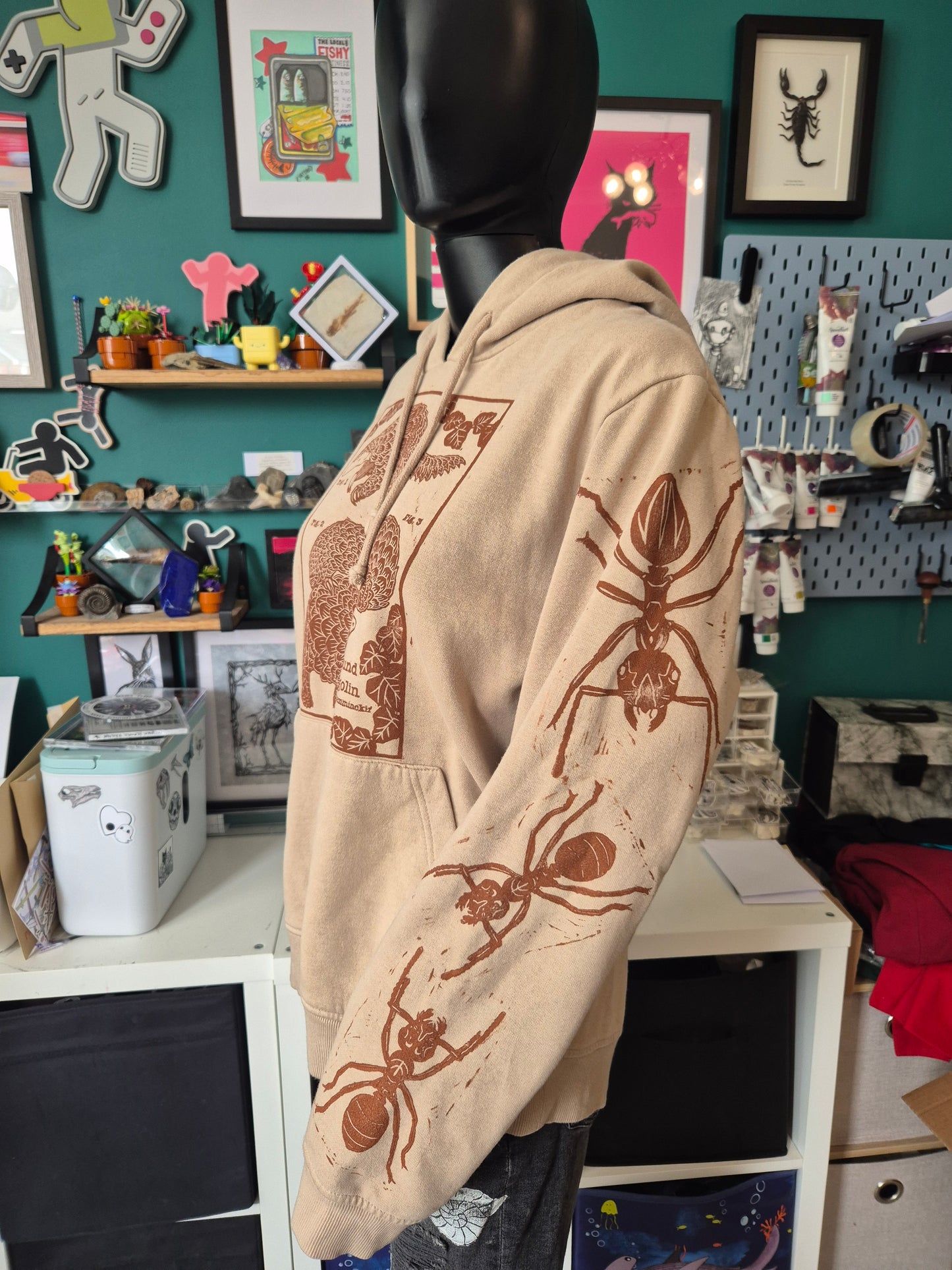 Ash Best- Pangolin and Ant Hoodie (size XL) & A4 Print Bundle