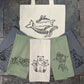 Kate Minelli- Hand Printed Organic Cotton Tote & Kitchen Towel Set