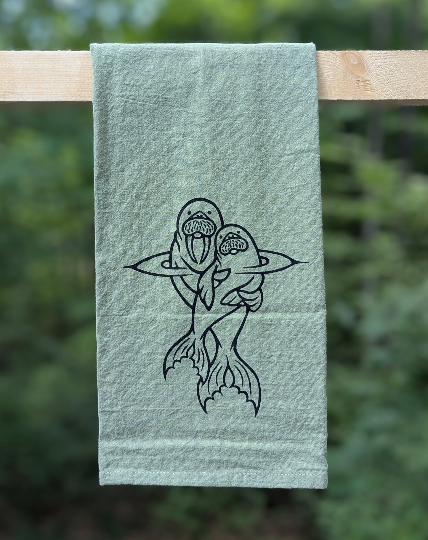 Kate Minelli- Hand Printed Organic Cotton Tote & Kitchen Towel Set