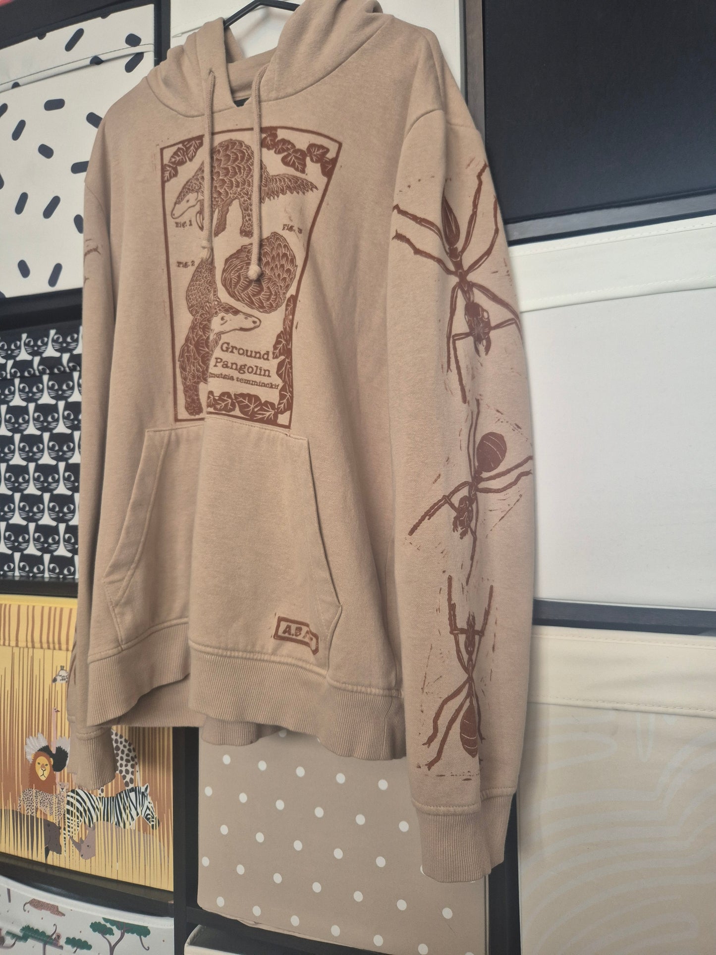Ash Best- Pangolin and Ant Hoodie (size XL) & A4 Print Bundle