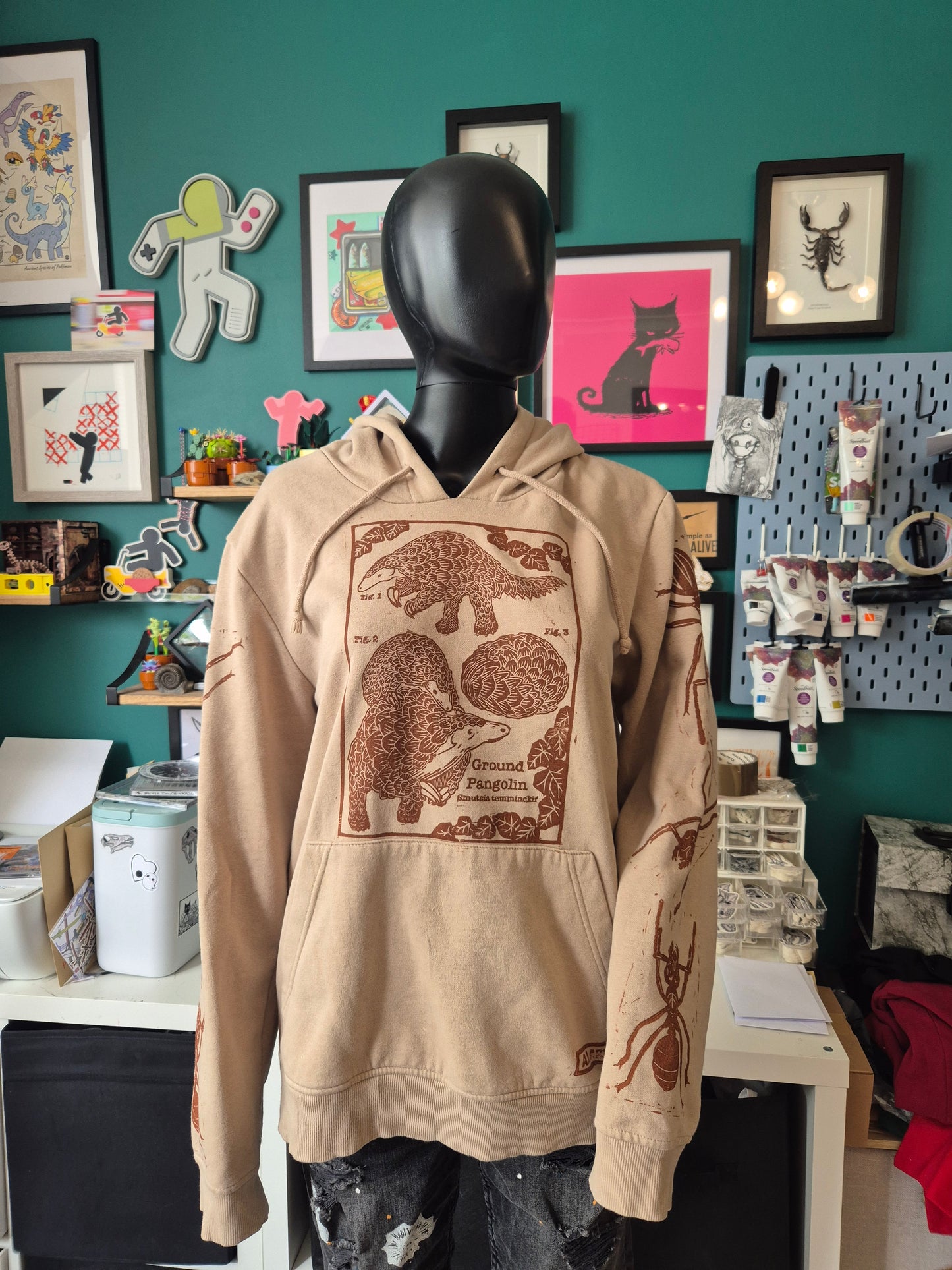 Ash Best- Pangolin and Ant Hoodie (size XL) & A4 Print Bundle