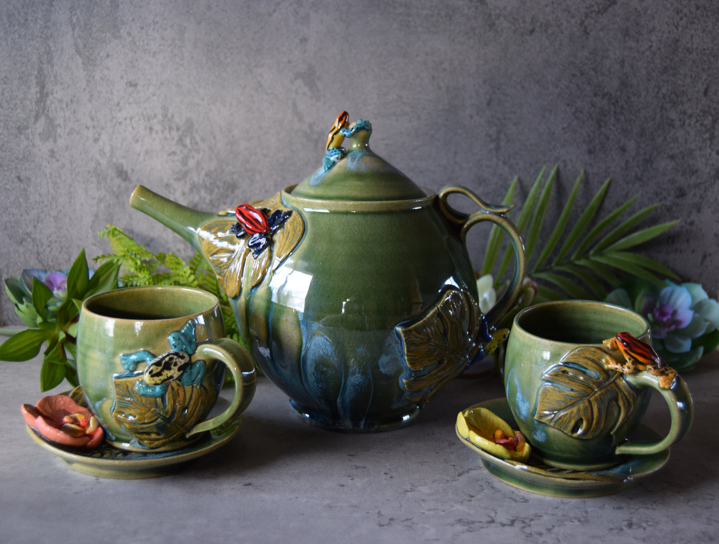 Frogs and Orchids Tea Set