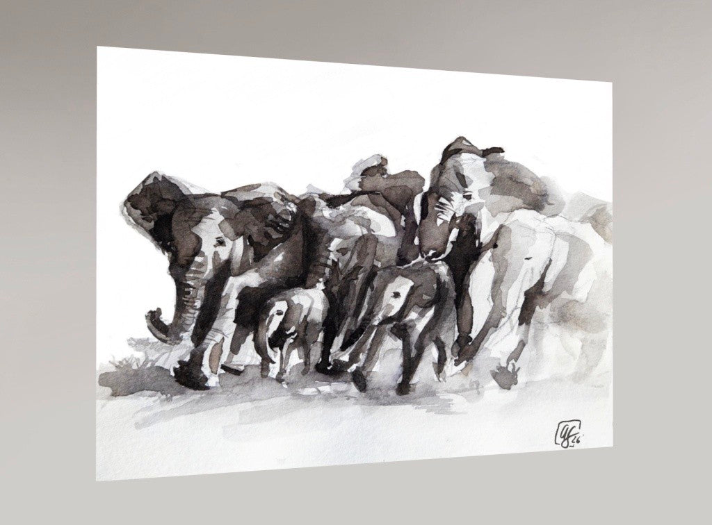 Annabel Schoen- Elephant Herd (Print)