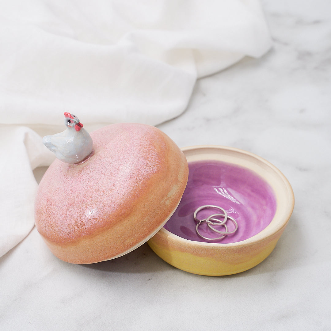 Sara Redpath- Lavender Orpington Lidded Dish