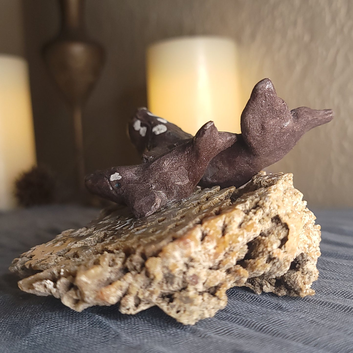 Amber Rae Malott- North Atlantic Right Whale Sculpture on Fossilized Coral