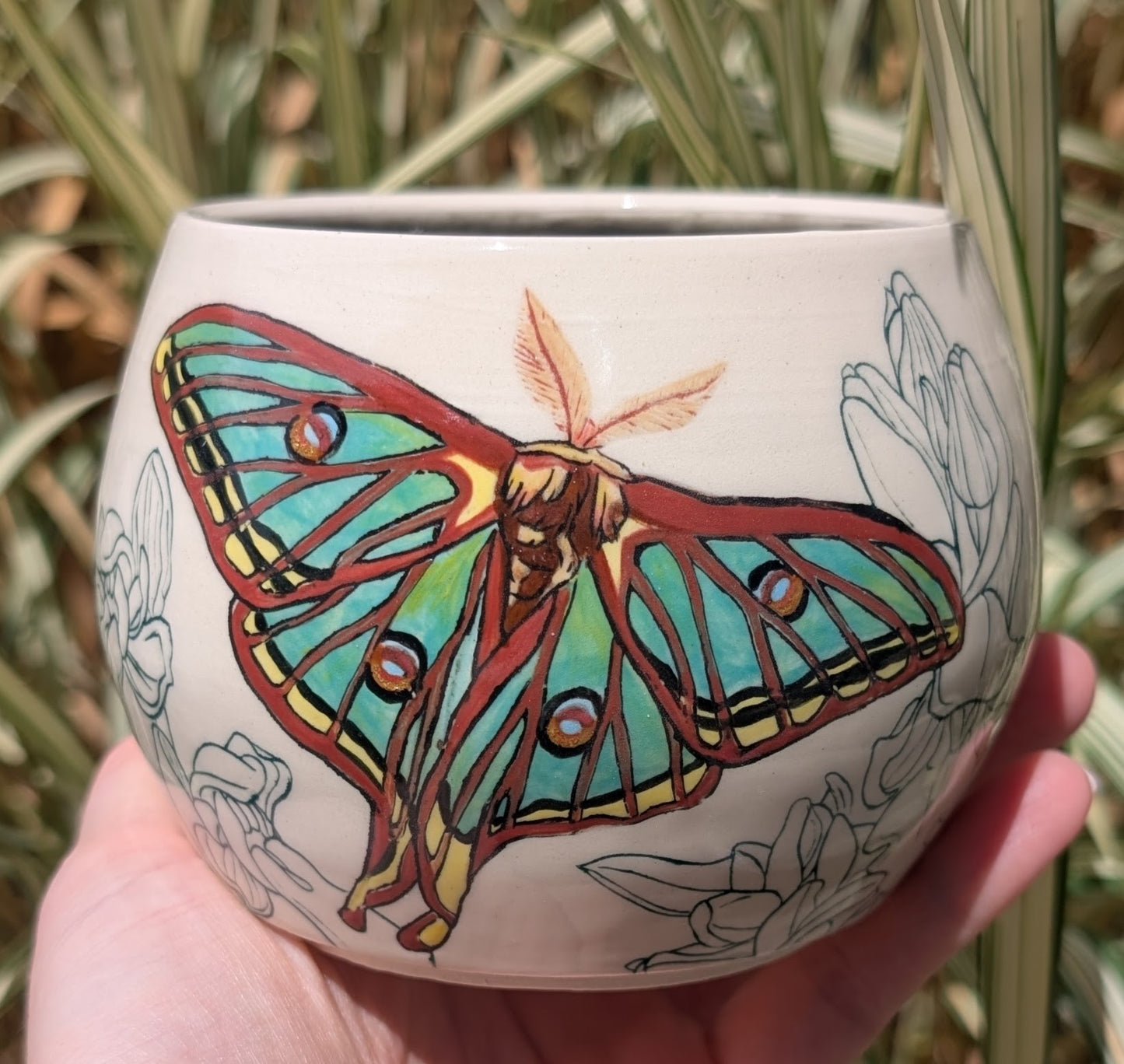Melissa Rohrs- Spanish Moon Moth and Orchids Planter