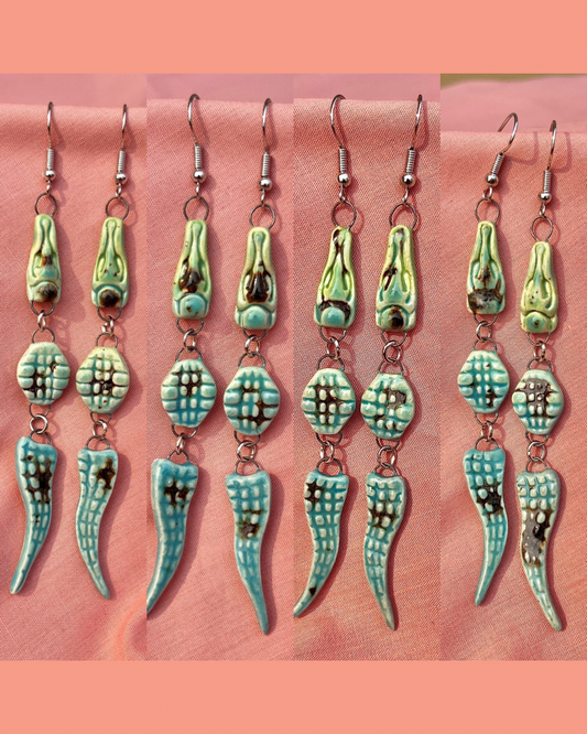 Tess O'Malley- American Alligator Earrings