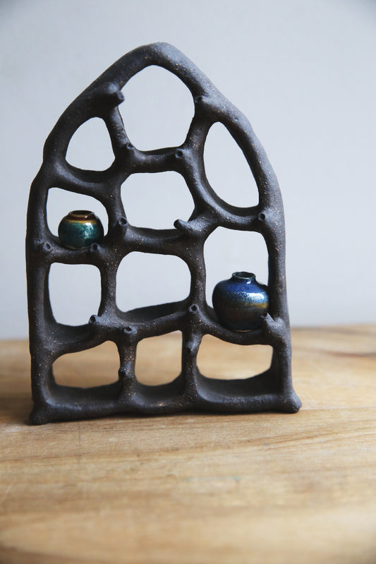 Dreaming Shell- The View / Black Clay Ceramic Curiosity Cabinet